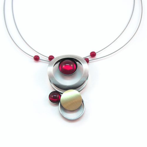Stacked Circle Two-tone Red Acrylic Stones by Crono Design
